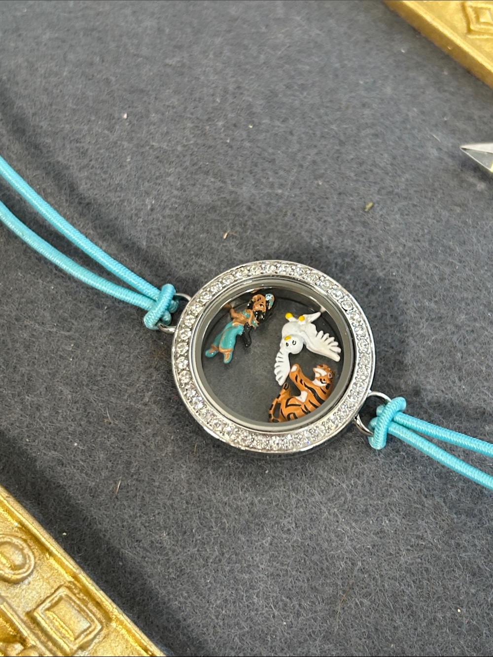 Origami Owl Turquoise Cord Charm Bracelet with Disney Jasmine & Friends Charms - Picture 3 of 5